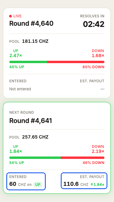Entered position on the next-round card
