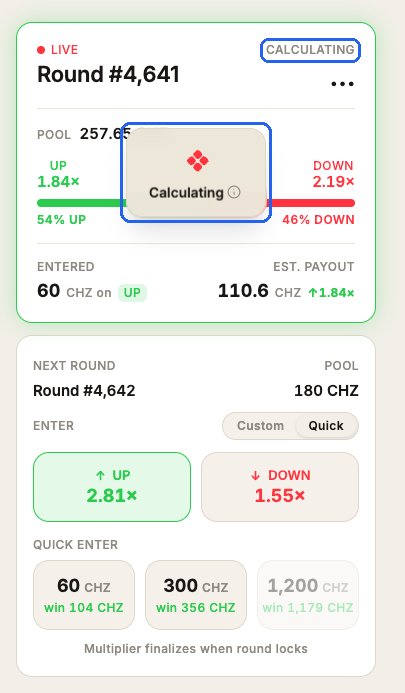 Calculating modal popup with entered card highlighted